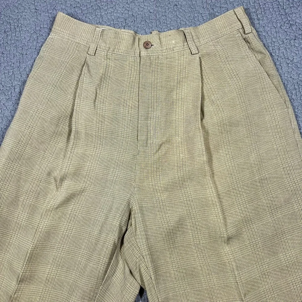 ommy Bahama Pants Mens 36 (32x31) Relaxed‎ Tan Plaid Pleated Tencel Trousers